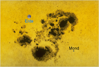 Erde und Mond im Größenvergleich Erde und Mond im Größenvergleich