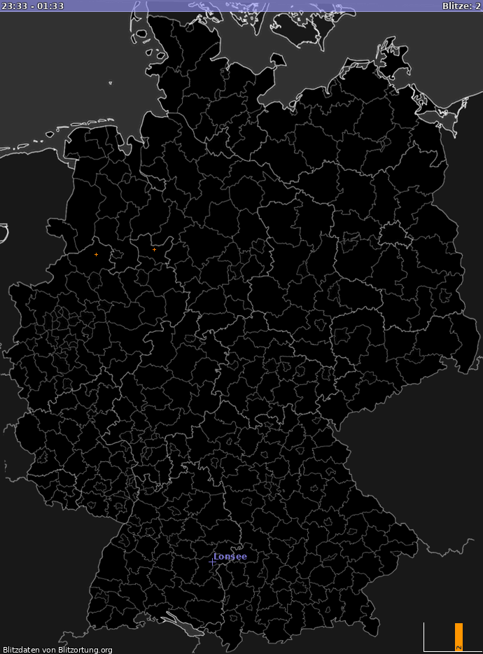 Lightning map Germany 2023-09-27 18:06:46