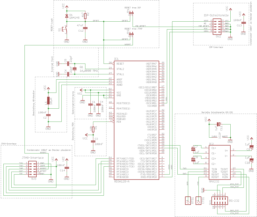 Basisbeschaltung des ATmega128
