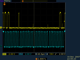Oszillogramm einer I2C-Schreibsequenz