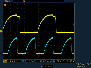 Oszillogramm I2C mit 10kΩ bei 400k Baud