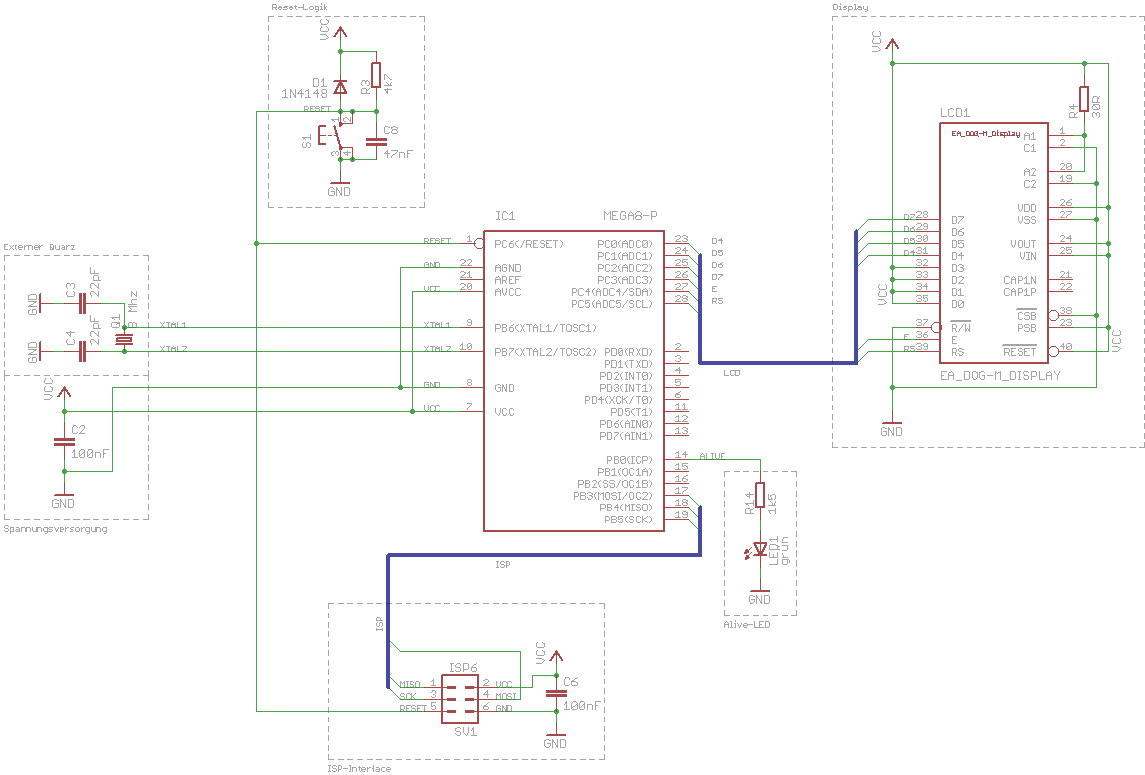 Basisbeschaltung des ATmega8